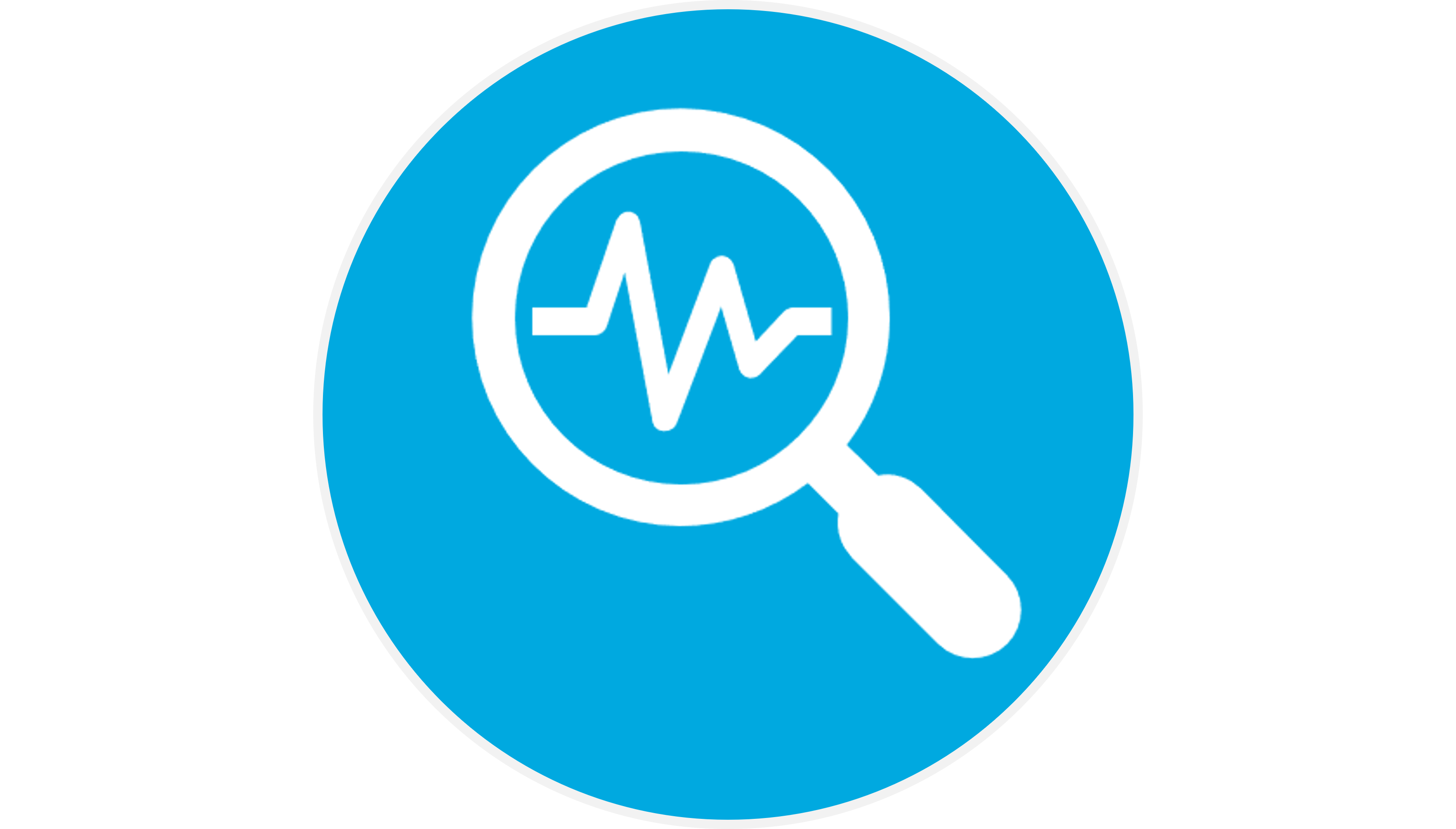 Icon of a magnify glass showing a trend.